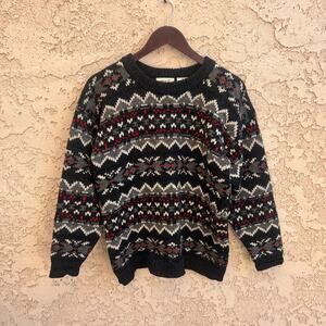 Vintage Shetland Wool Geometric Grandpa Sweater Size P(S/M)